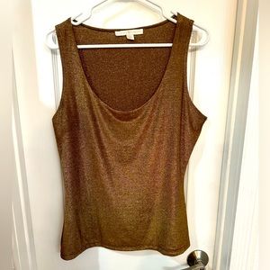 Boston Proper L deep gold shimmer tank top, stretchy, smoke free pet free home